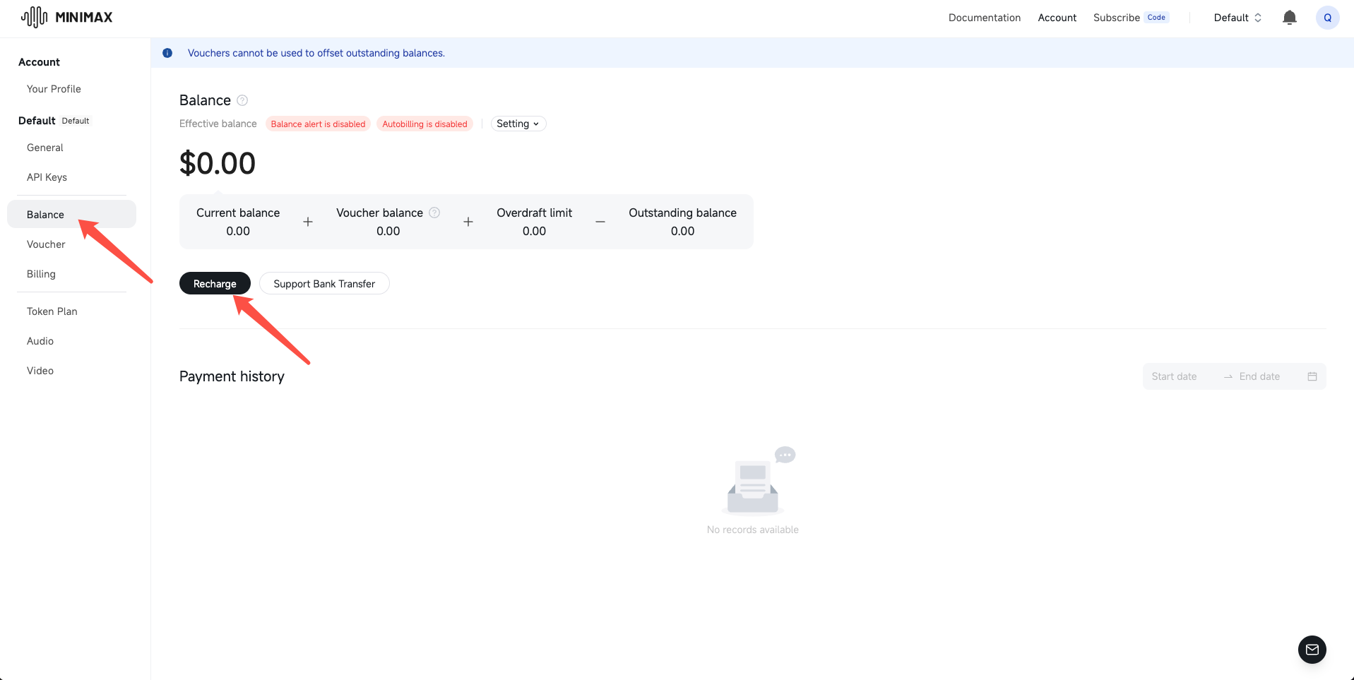 Top Up page
